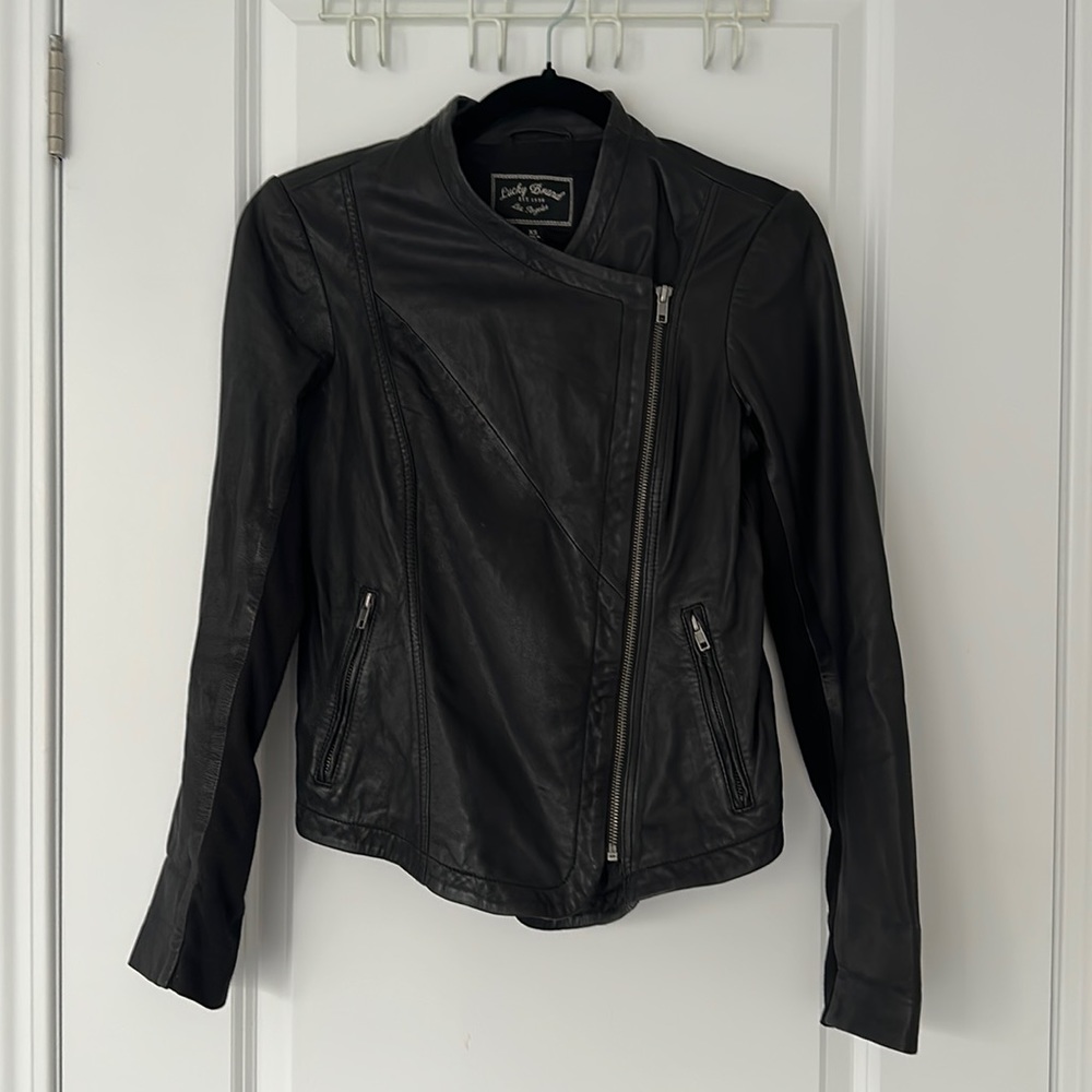 Lucky Brand 100% Leather Jacket Zip Up (XS)